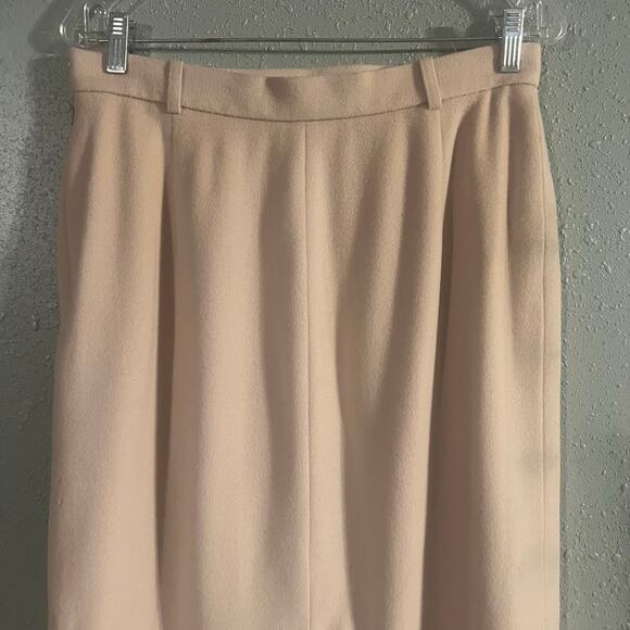 Vtg Jaeger Womens Wool Cashmere Blend Mini Skirt Beige Sz 14 Old Money Workwear - Picture 7 of 14